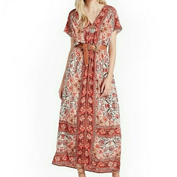 Lucky Brand Dresses & Skirts - Lucky Brand maxi dress Small red ivory paisley S